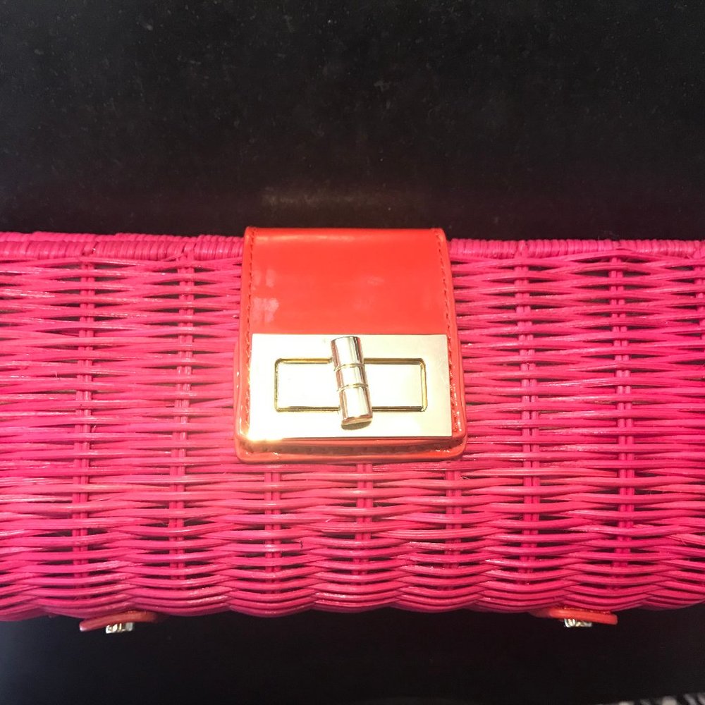 JCrew Havana straw clutch